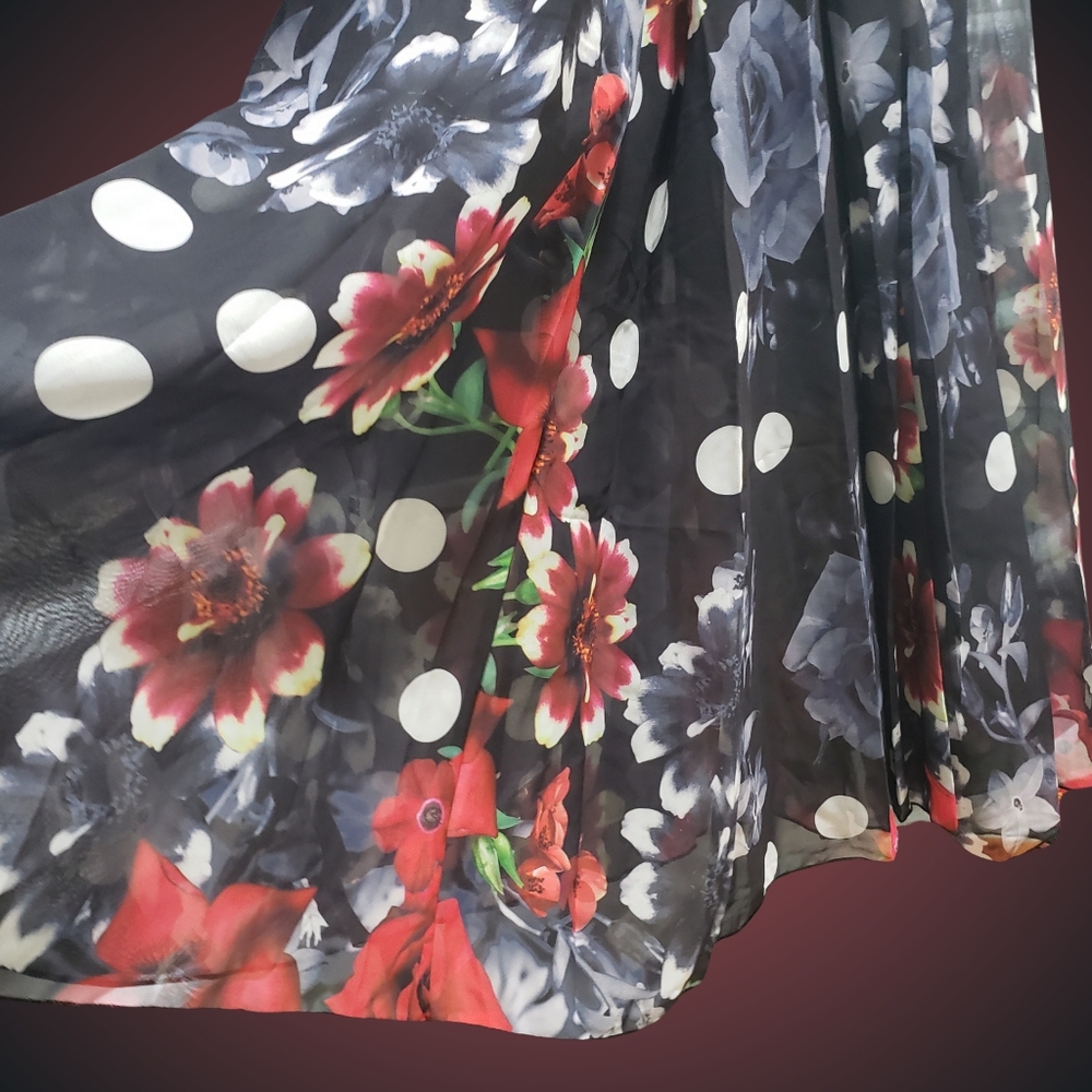 DALIA MACPHEE One Shoulder Floral Dots Maxi Dress Medium Red NWT 🌹⚘ - Picture 6 of 7